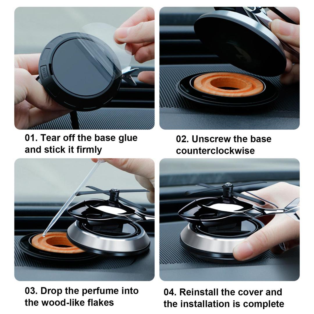 Car Air Freshener, Helicopter Solar Energy Rotating Aromatherapy Diffuser, Automotive Aluminum Alloy Interior Accessories, Car Fresheners, Natural French Fragrance for Car & Home