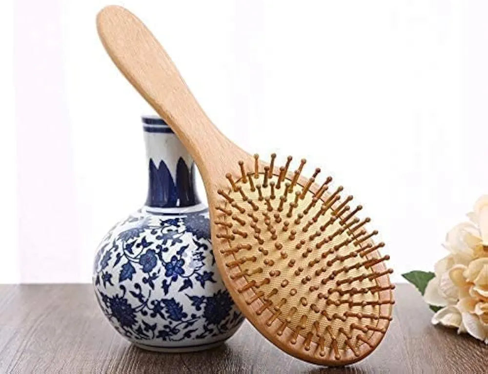 Hair Brush ✨Set, Natural ✨Bamboo ⭐Comb Paddle Detangling Hairbrush, Wide-tooth and tail comb No Brushs, suit for Women Men and Kids Thick/Thin/Curly/Dry Hair Gift kit