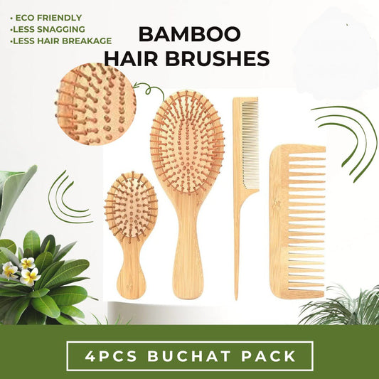 Hair Brush ✨Set, Natural ✨Bamboo ⭐Comb Paddle Detangling Hairbrush, Wide-tooth and tail comb No Brushs, suit for Women Men and Kids Thick/Thin/Curly/Dry Hair Gift kit